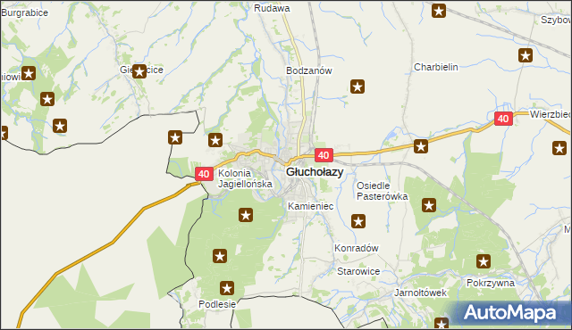 mapa Głuchołazy, Głuchołazy na mapie Targeo
