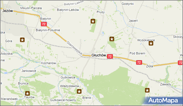 mapa Głuchów powiat skierniewicki, Głuchów powiat skierniewicki na mapie Targeo