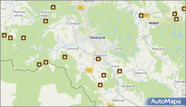 mapa Głuszyca Górna, Głuszyca Górna na mapie Targeo