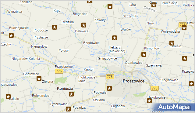 mapa Gniazdowice, Gniazdowice na mapie Targeo