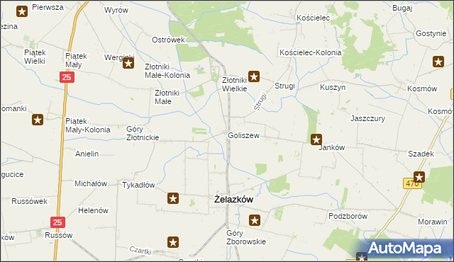 mapa Goliszew gmina Żelazków, Goliszew gmina Żelazków na mapie Targeo