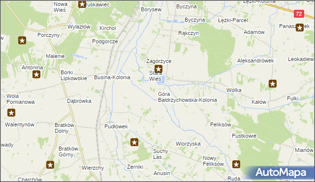 mapa Góra Bałdrzychowska-Kolonia, Góra Bałdrzychowska-Kolonia na mapie Targeo