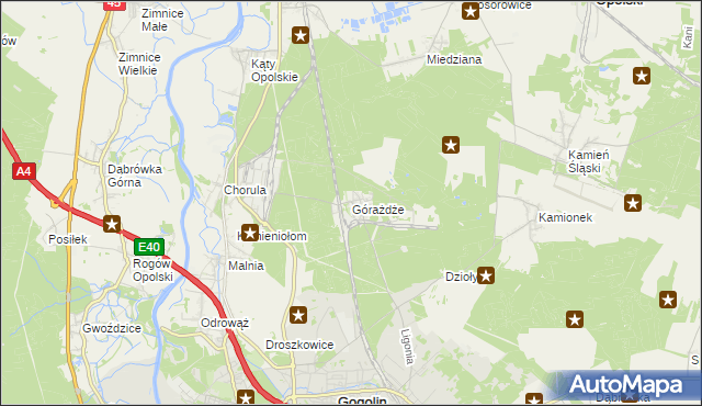 mapa Górażdże, Górażdże na mapie Targeo