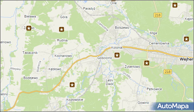 mapa Gościcino, Gościcino na mapie Targeo