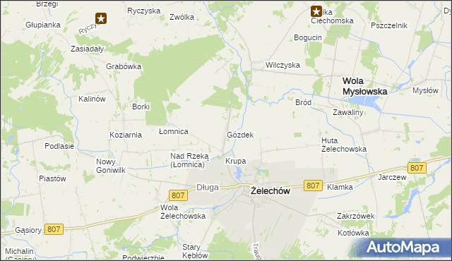 mapa Gózdek gmina Żelechów, Gózdek gmina Żelechów na mapie Targeo