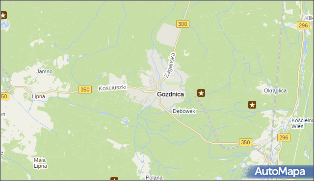 mapa Gozdnica powiat żagański, Gozdnica powiat żagański na mapie Targeo