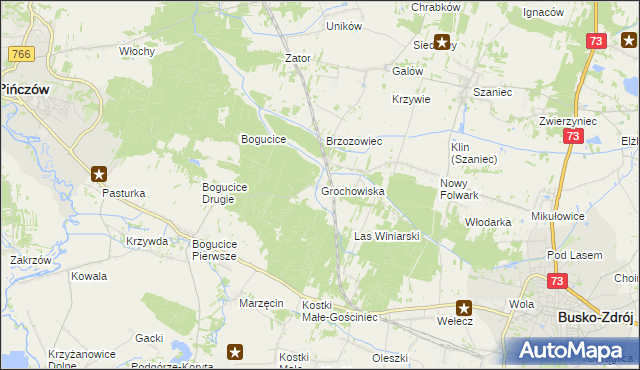 mapa Grochowiska gmina Pińczów, Grochowiska gmina Pińczów na mapie Targeo