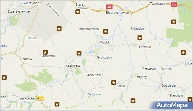 mapa Grodzisko gmina Pawłowiczki, Grodzisko gmina Pawłowiczki na mapie Targeo