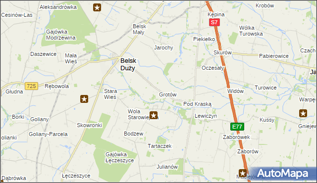 mapa Grotów gmina Belsk Duży, Grotów gmina Belsk Duży na mapie Targeo