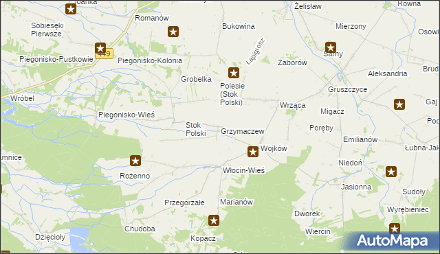 mapa Grzymaczew, Grzymaczew na mapie Targeo