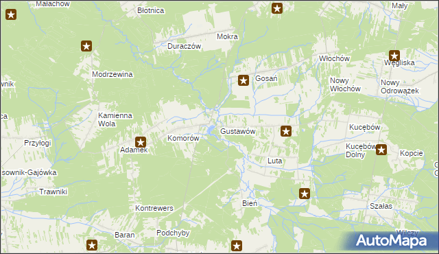 mapa Gustawów gmina Stąporków, Gustawów gmina Stąporków na mapie Targeo