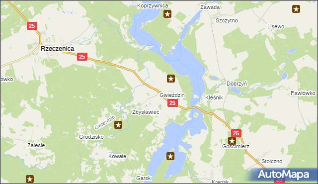 mapa Gwieździn, Gwieździn na mapie Targeo