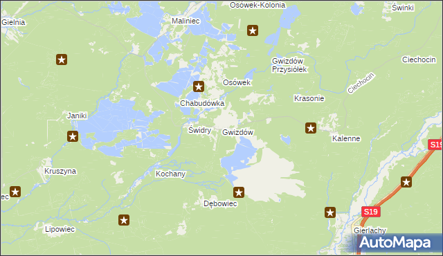 mapa Gwizdów gmina Modliborzyce, Gwizdów gmina Modliborzyce na mapie Targeo