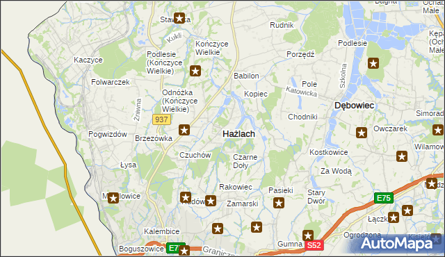 mapa Hażlach, Hażlach na mapie Targeo