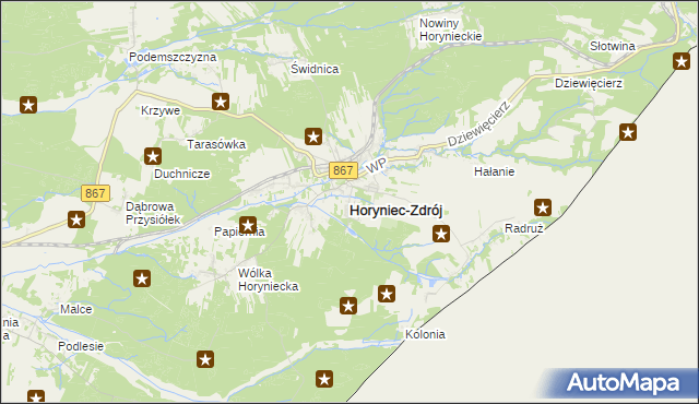mapa Horyniec-Zdrój, Horyniec-Zdrój na mapie Targeo