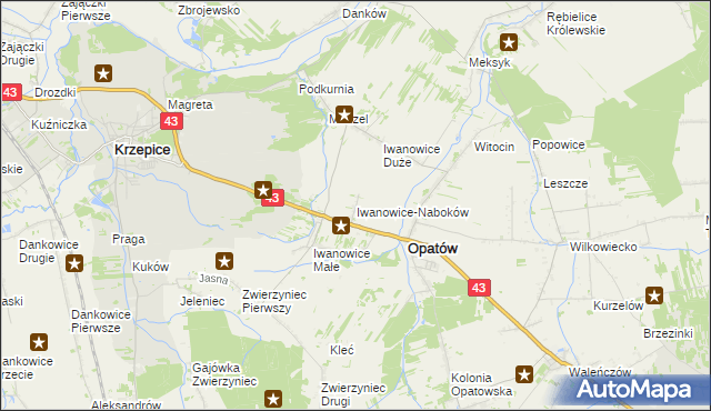 mapa Iwanowice-Naboków, Iwanowice-Naboków na mapie Targeo