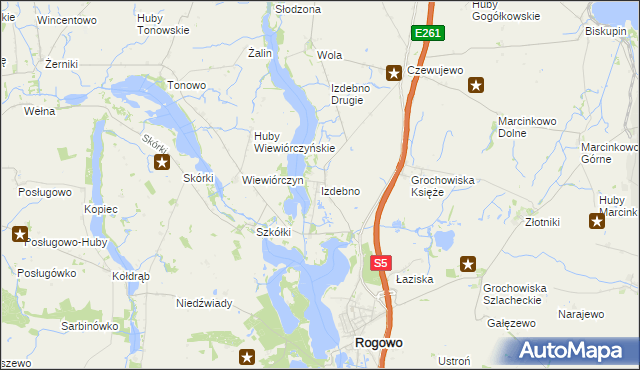 mapa Izdebno gmina Rogowo, Izdebno gmina Rogowo na mapie Targeo