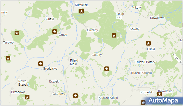 mapa Jakuby gmina Biała Piska, Jakuby gmina Biała Piska na mapie Targeo