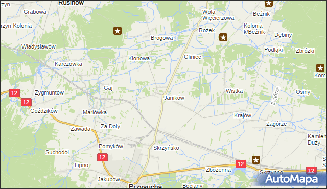 mapa Janików gmina Przysucha, Janików gmina Przysucha na mapie Targeo