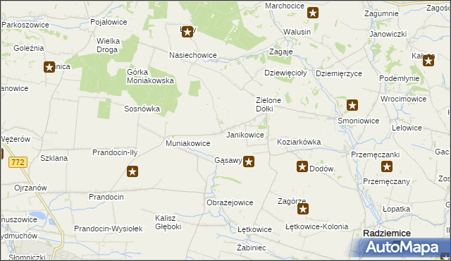 mapa Janikowice gmina Słomniki, Janikowice gmina Słomniki na mapie Targeo