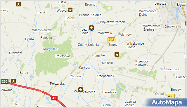mapa Janków gmina Łęczyca, Janków gmina Łęczyca na mapie Targeo