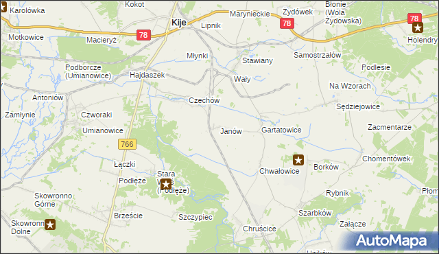 mapa Janów gmina Kije, Janów gmina Kije na mapie Targeo