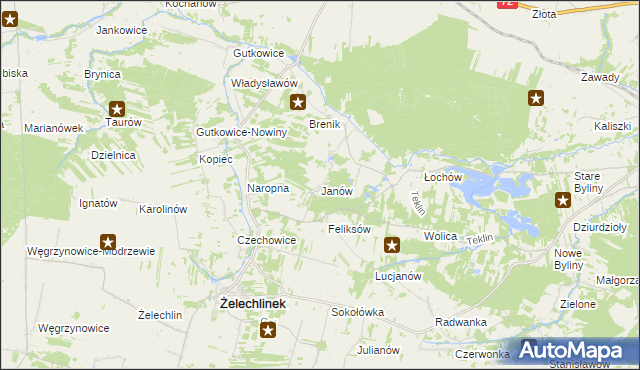 mapa Janów gmina Żelechlinek, Janów gmina Żelechlinek na mapie Targeo