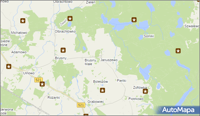 mapa Januszewo gmina Susz, Januszewo gmina Susz na mapie Targeo