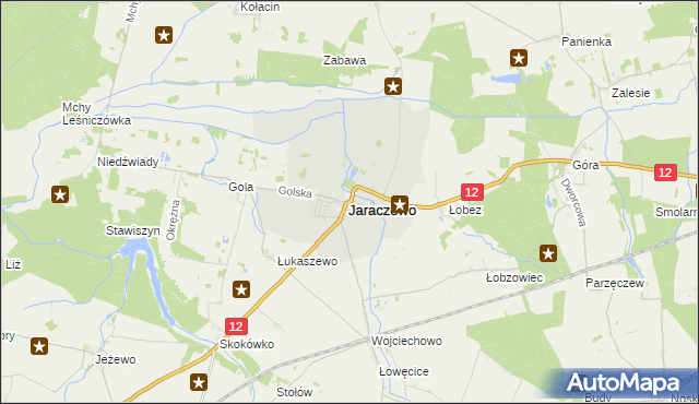 mapa Jaraczewo powiat jarociński, Jaraczewo powiat jarociński na mapie Targeo