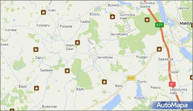 mapa Jarnołtowo, Jarnołtowo na mapie Targeo