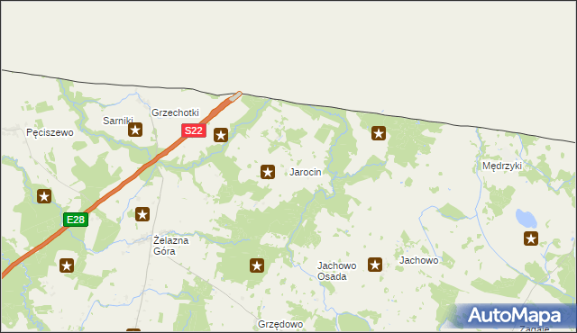 mapa Jarocin gmina Braniewo, Jarocin gmina Braniewo na mapie Targeo