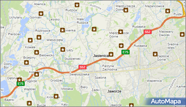 mapa Jasienica powiat bielski, Jasienica powiat bielski na mapie Targeo