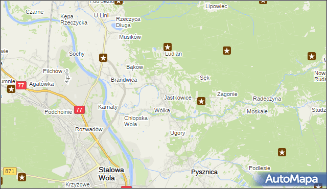 mapa Jastkowice, Jastkowice na mapie Targeo