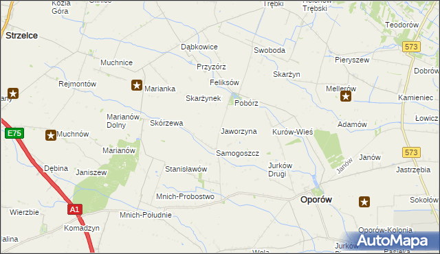 mapa Jaworzyna gmina Oporów, Jaworzyna gmina Oporów na mapie Targeo