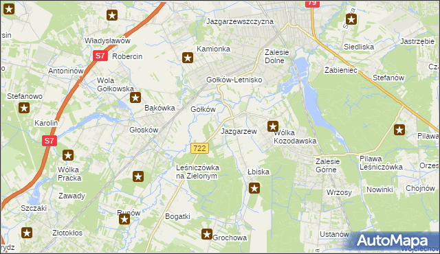 mapa Jazgarzew, Jazgarzew na mapie Targeo