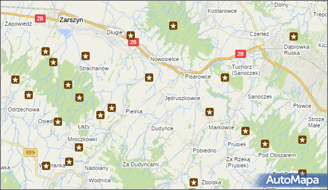 mapa Jędruszkowce, Jędruszkowce na mapie Targeo