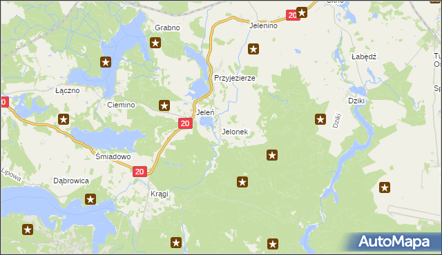 mapa Jelonek gmina Borne Sulinowo, Jelonek gmina Borne Sulinowo na mapie Targeo