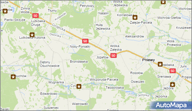mapa Józefów gmina Pniewy, Józefów gmina Pniewy na mapie Targeo