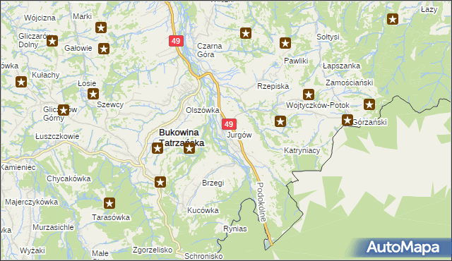 mapa Jurgów, Jurgów na mapie Targeo