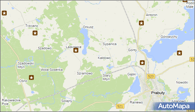 mapa Kałdowo gmina Prabuty, Kałdowo gmina Prabuty na mapie Targeo