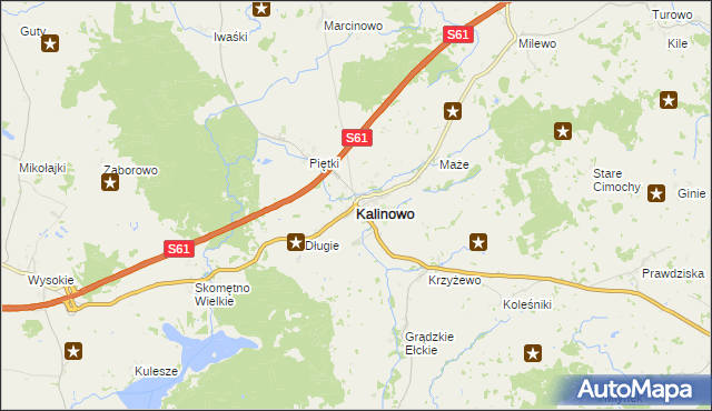 mapa Kalinowo powiat ełcki, Kalinowo powiat ełcki na mapie Targeo