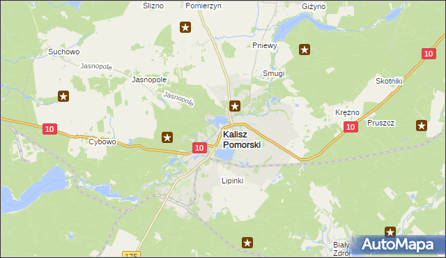mapa Kalisz Pomorski, Kalisz Pomorski na mapie Targeo