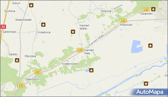 mapa Kamień Mały gmina Witnica, Kamień Mały gmina Witnica na mapie Targeo
