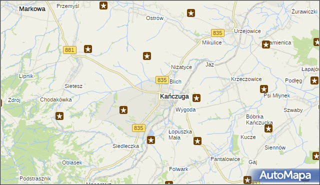 mapa Kańczuga powiat przeworski, Kańczuga powiat przeworski na mapie Targeo