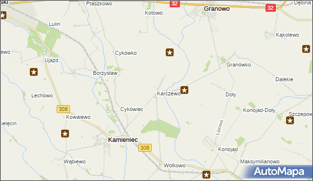 mapa Karczewo gmina Kamieniec, Karczewo gmina Kamieniec na mapie Targeo