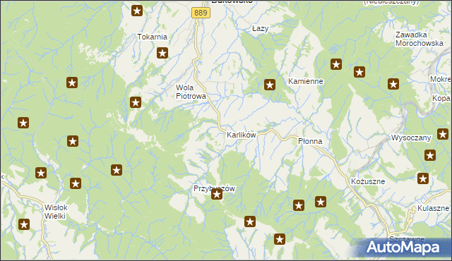 mapa Karlików gmina Bukowsko, Karlików gmina Bukowsko na mapie Targeo