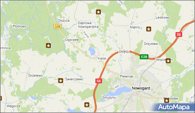 mapa Karsk gmina Nowogard, Karsk gmina Nowogard na mapie Targeo