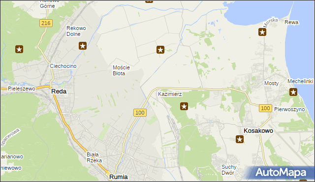 mapa Kazimierz gmina Kosakowo, Kazimierz gmina Kosakowo na mapie Targeo