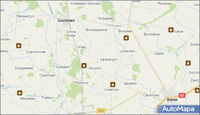 mapa Kędzierzyn gmina Bielsk, Kędzierzyn gmina Bielsk na mapie Targeo
