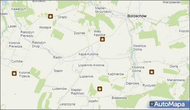 mapa Kępa gmina Borzechów, Kępa gmina Borzechów na mapie Targeo